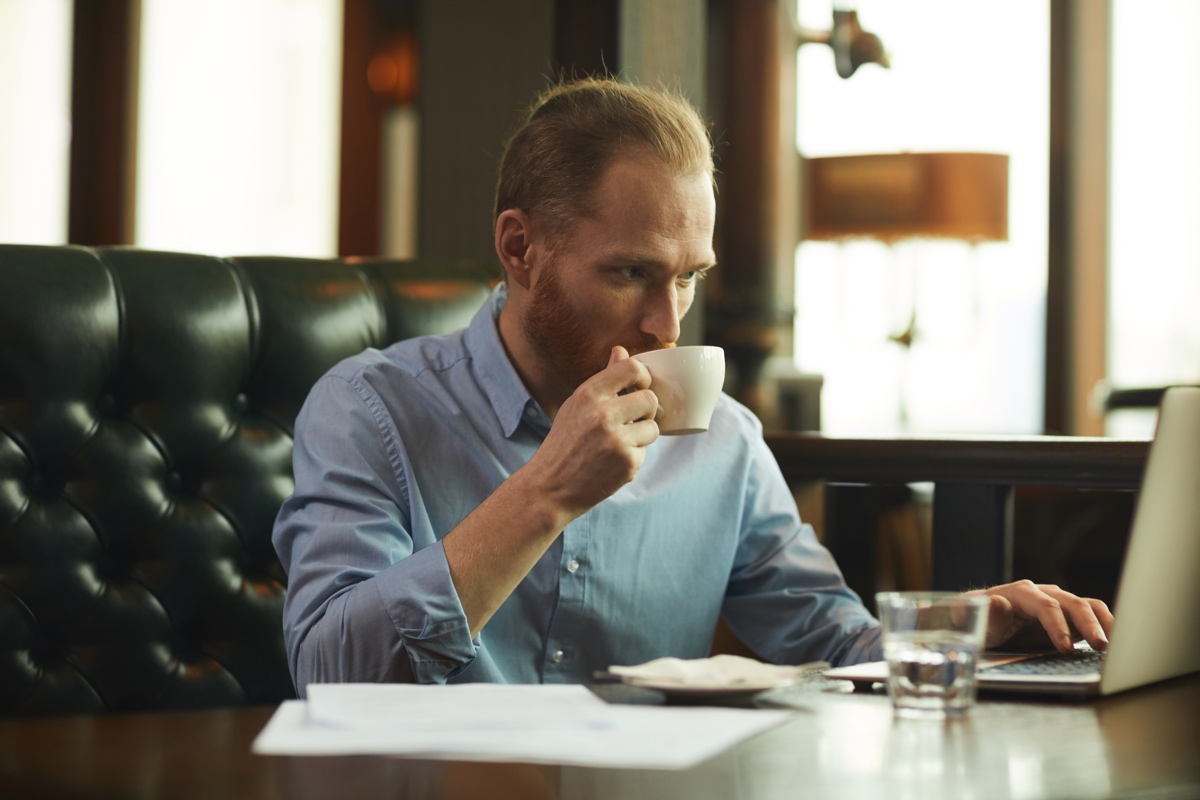 Businessman drinking coffee